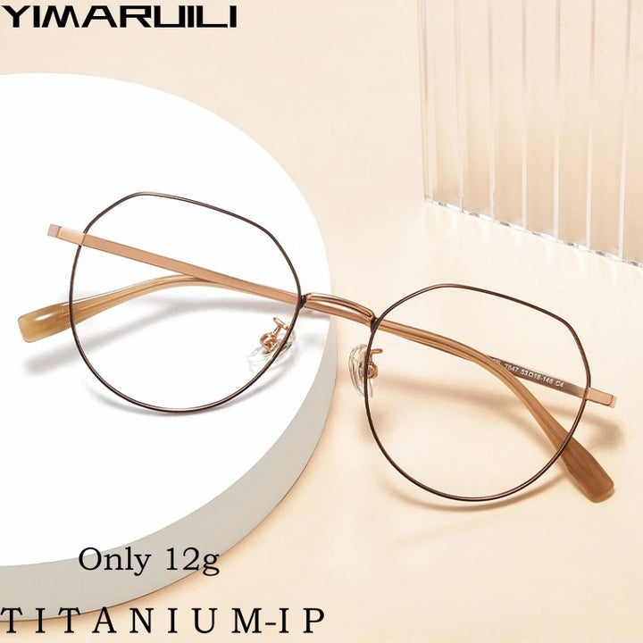 Yimaruili Unisex Full Rim Polygon Titanium Eyeglasses Y0847 Full Rim Yimaruili Eyeglasses   