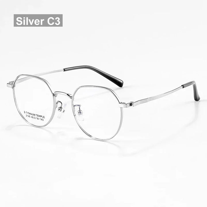 Vicky Women's Full Rim Small Flat Top Round Titanium Reading Glasses 2146 Reading Glasses Vicky prescription custom 2146-C3-SILVER 