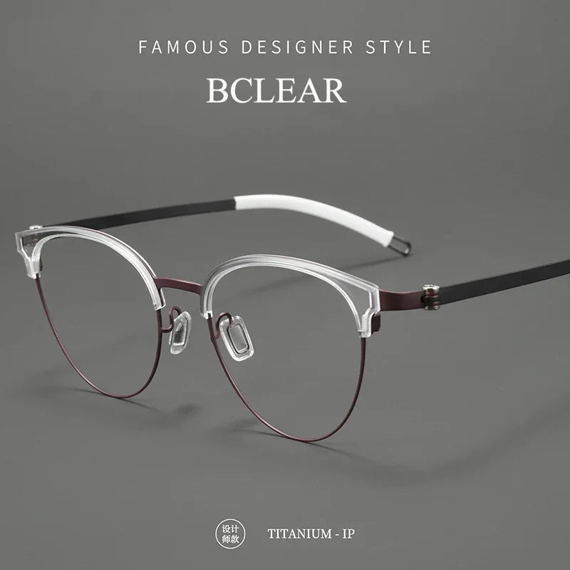 Bclear Unisex Full Rim Browline Titanium Eyeglasses BSF-S21227H