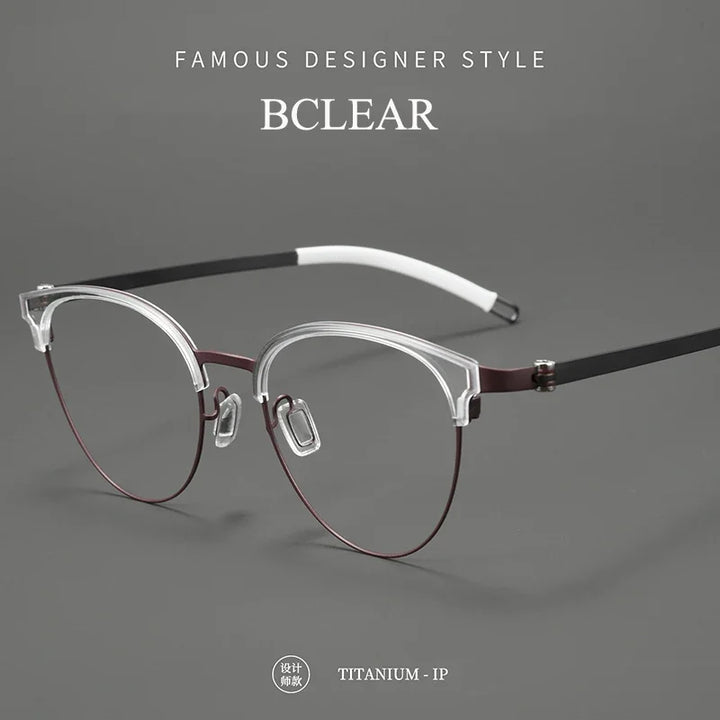 Bclear Unisex Full Rim Browline Titanium Eyeglasses BSF-S21227H