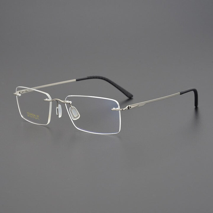 Bclear Unisex Rimless Square Titanium Eyeglasses My9911 Rimless Bclear Silver  