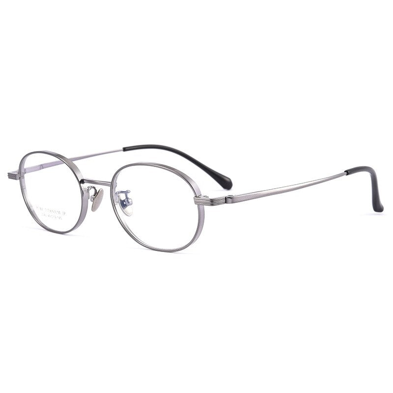 Hdcrafter Unisex Full Rim Round Titanium Eyeglasses 2042 Full Rim Hdcrafter Eyeglasses Gray  