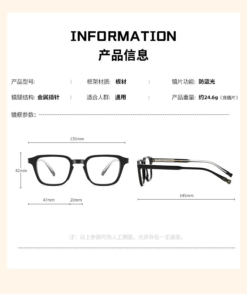 CCspace Women's Full Rim Square Acetate Reading Glasses 802575