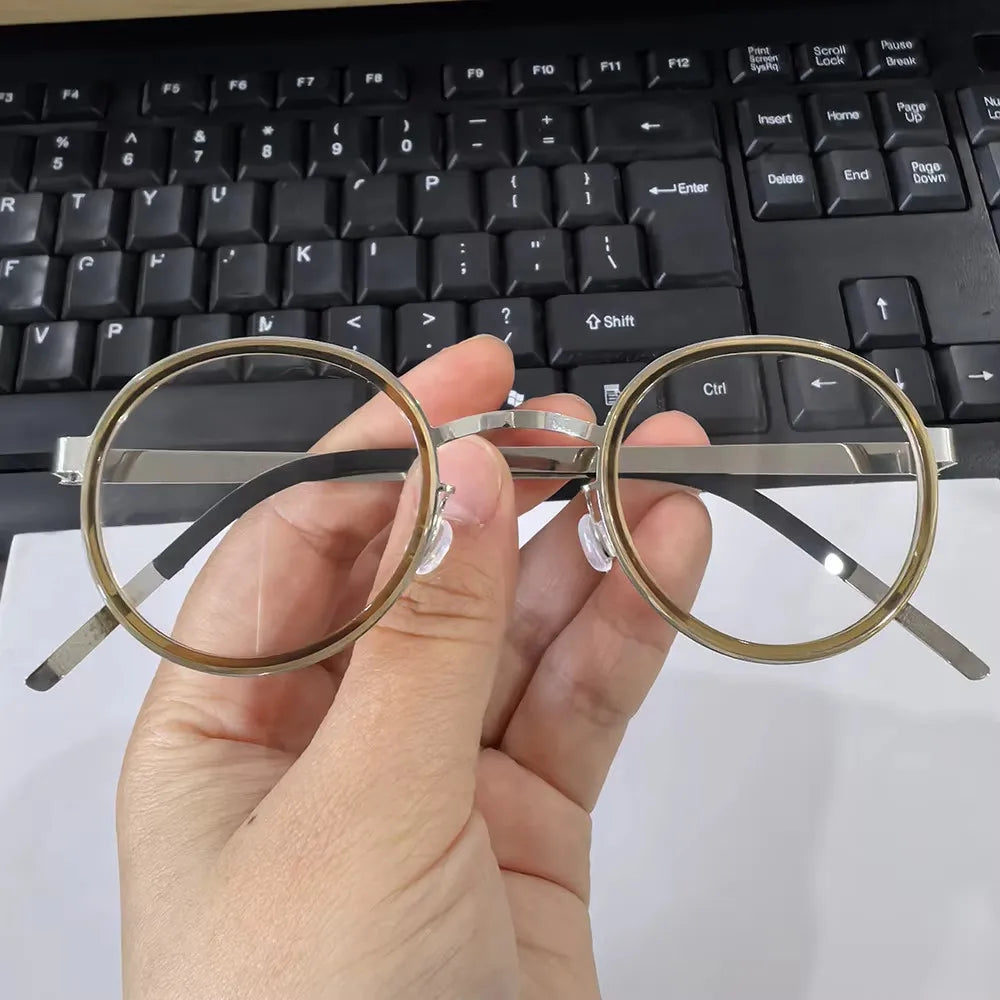 Bobbie Unisex Full Rim Round Titanium Eyeglasses 1011