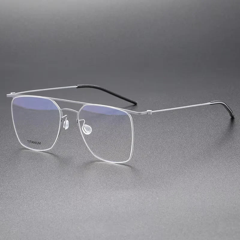 Oveliness Unisex Full Rim Square Double Bridge Steel Eyeglasses 45503 Full Rim Oveliness silver