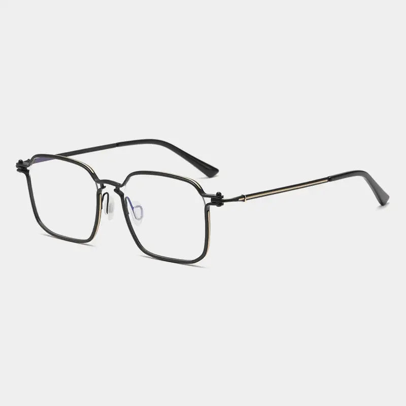Gatenac Unisex Full Rim Big Square Titanium Eyeglasses 725870 FuzWeb