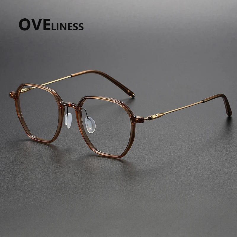 Oveliness Women's Full Rim Polygon Acetate Titanium Eyeglasses 88656