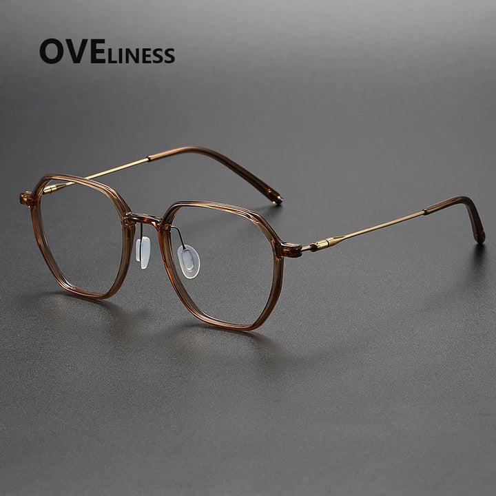 Oveliness Women's Full Rim Polygon Acetate Titanium Eyeglasses 88656