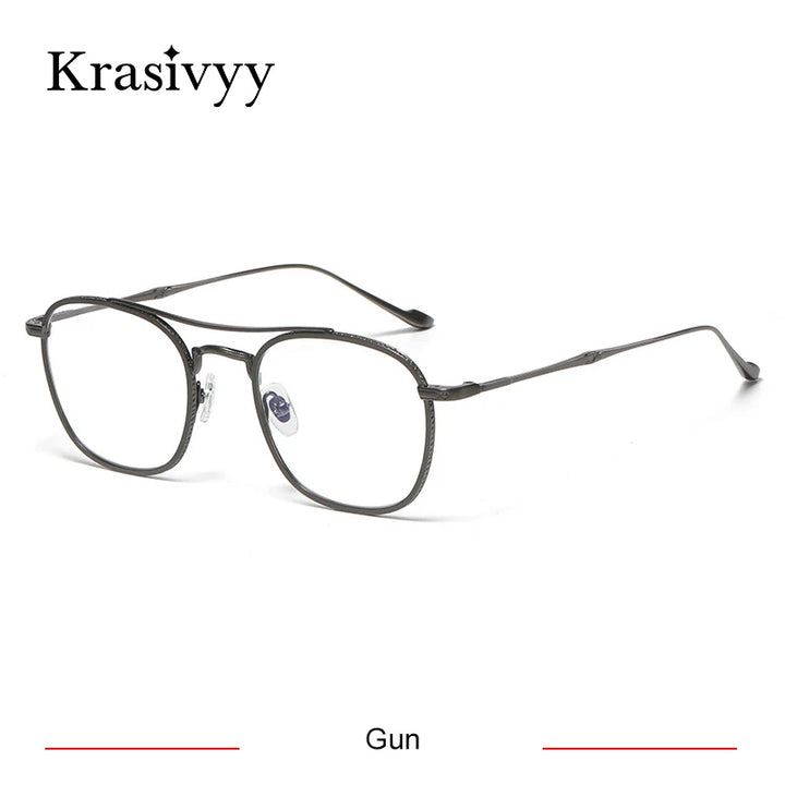 Krasivyy Men's Full Rim Square Double Bridge Titanium Eyeglasses 75925