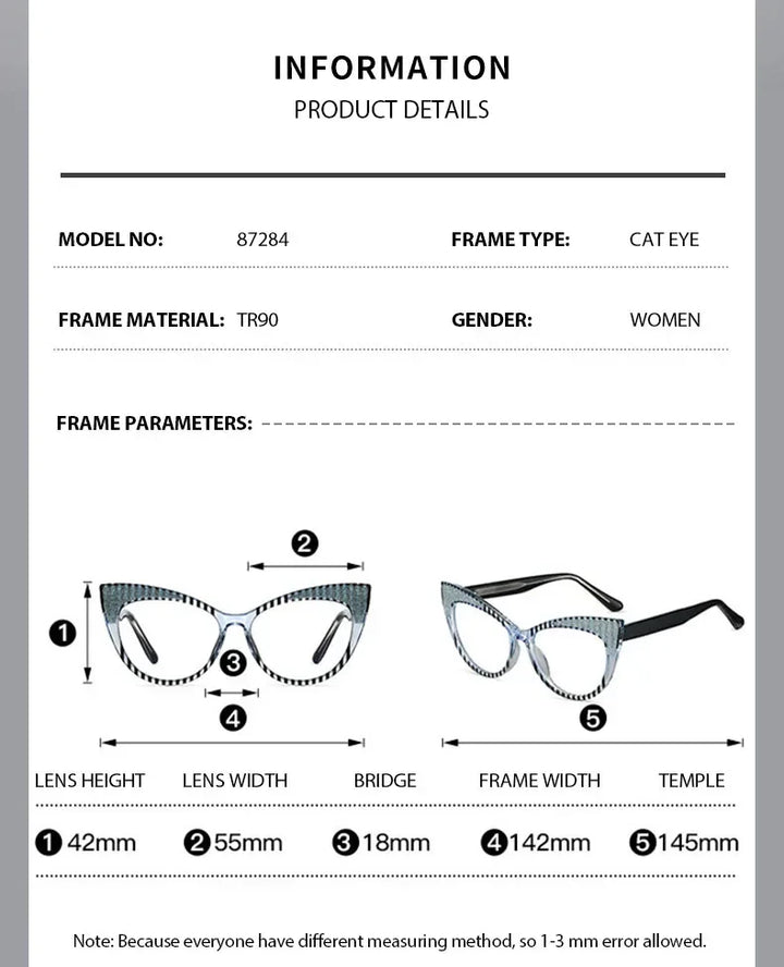 Chashma Ottica Women's Full Rim Cat Eye TR 90 Titanium Eyeglasses 87274