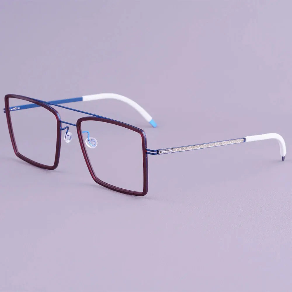 Bobbie 476456 Men’s Full Rim Square Double Bridge Titanium Frames FuzWeb