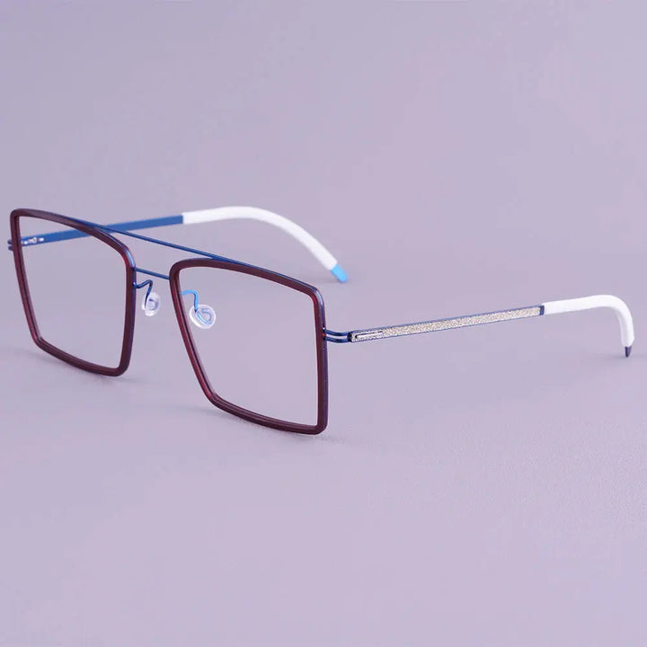 Bobbie 476456 Men’s Full Rim Square Double Bridge Titanium Frames FuzWeb