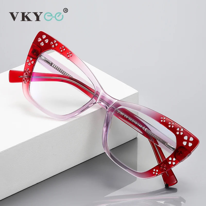 Vicky Women's Full Rim Cat's Eye Tr 90 Titanium Reading Glasses 2185 Reading Glasses Vicky   