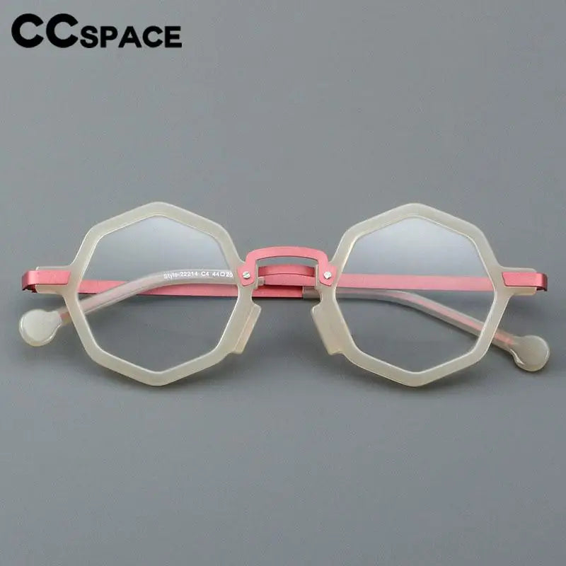 CCSpace Women's Full Rim Polygon Acetate Alloy Eyeglasses 57149 Full Rim CCspace   