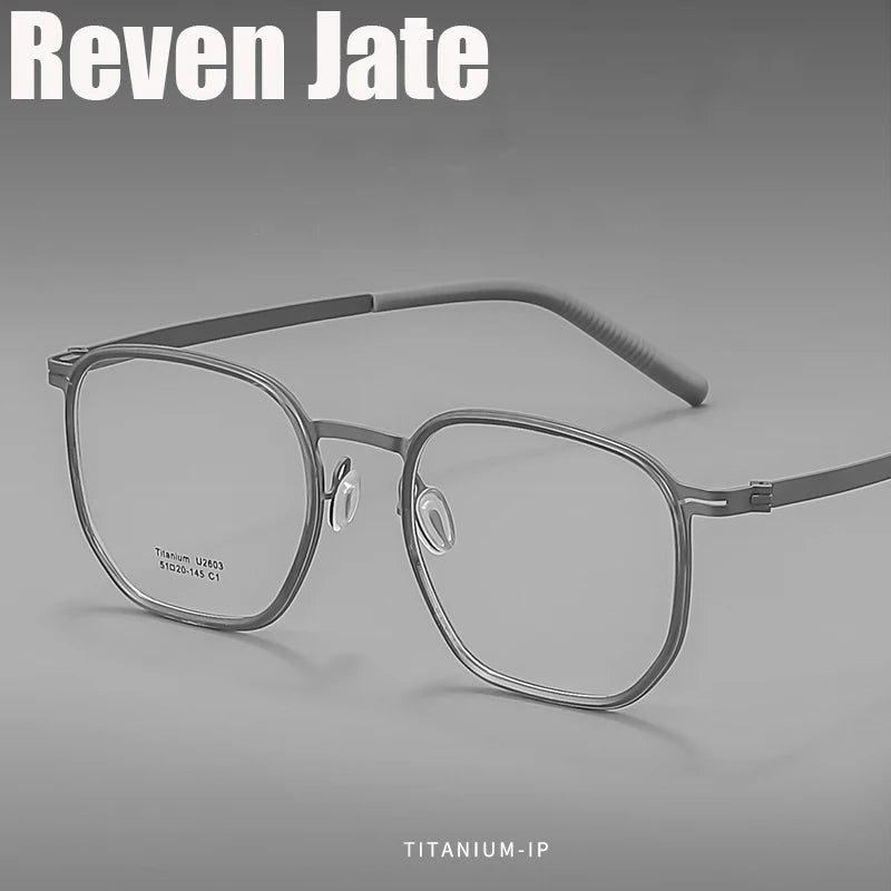 Reven Jate Unisex Full Rim Square Titanium Eyeglasses J2603 Full Rim Reven Jate   