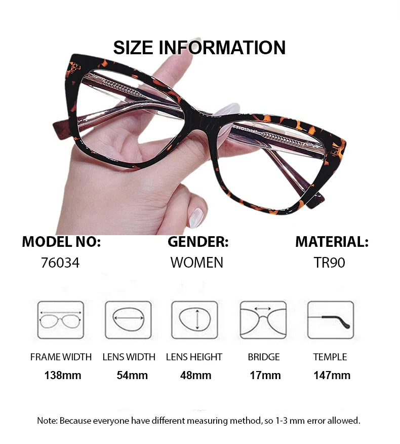 Summer Flower Women's Full Rim Square Cat Eye Tr 90 Titanium Eyeglasses 76034 Full Rim Summer Flower