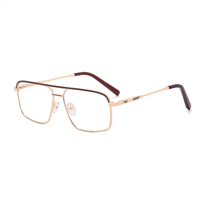 Ralferty Women's Full Rim Square Double Bridge Alloy Eyeglasses R91322 Full Rim Ralferty C5 Bronze CHINA 