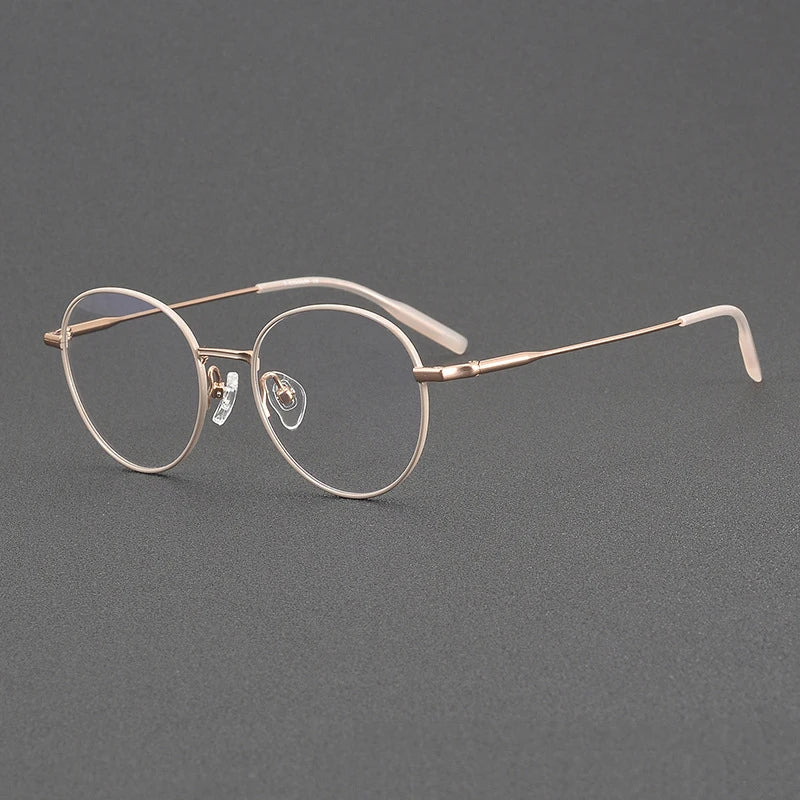 Black Mask Unisex Full Rim Round Oval Titanium Eyeglasses 81030 Full Rim Black Mask Rose Gold  