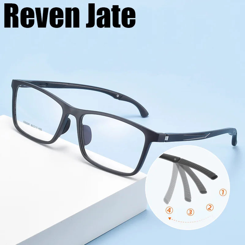 Reven Jate Men's Full Rim Big Square Tr 90 Sport Eyeglasses 60091