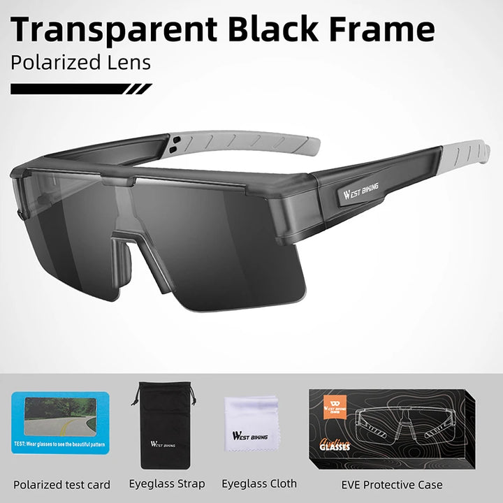 West Biking Unisex Semi Rim Square Polycarbonate Over Frame Sunglasses 930703