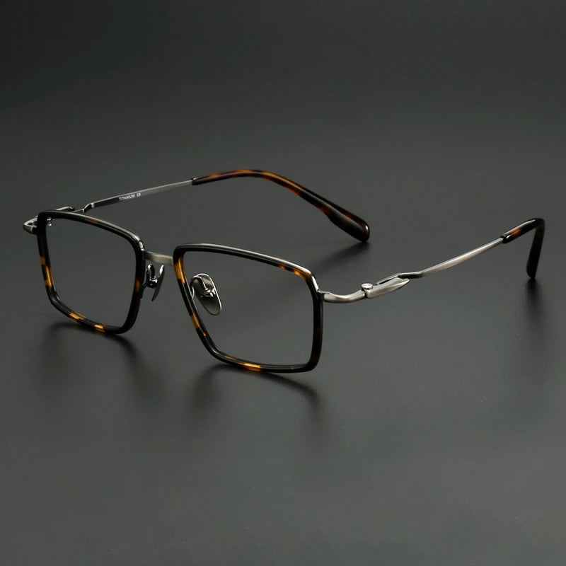 Muzz Men's Full Rim Big Square Titanium Acetate Eyeglasses 910061
