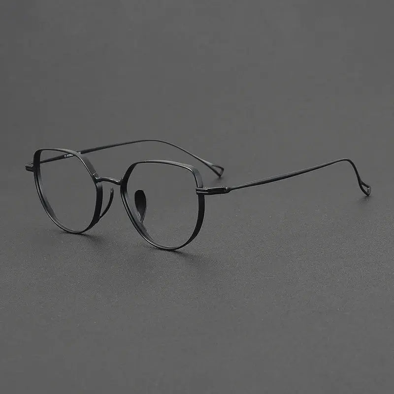 Aror Unisex Full Rim Flat Top Oval Cat Eye Titanium Eyeglasses 30027.