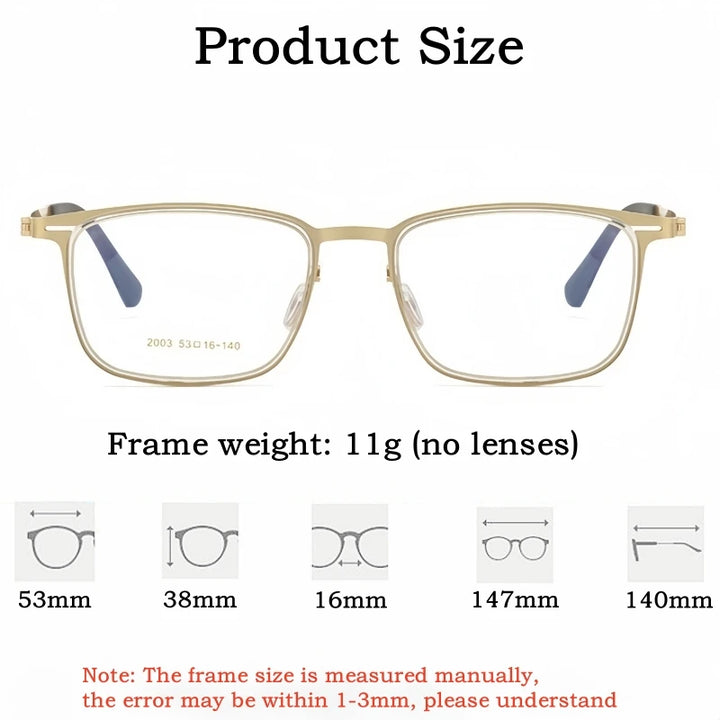 Yimaruili Men's Full Rim Square Alloy Eyeglasses 20034