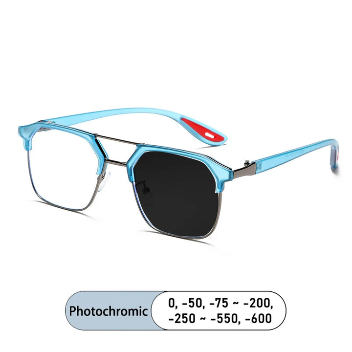 Kocolior Unisex Full Rim Square Tr 90 Alloy Double Bridge Photochromic Reading Glasses 968329
