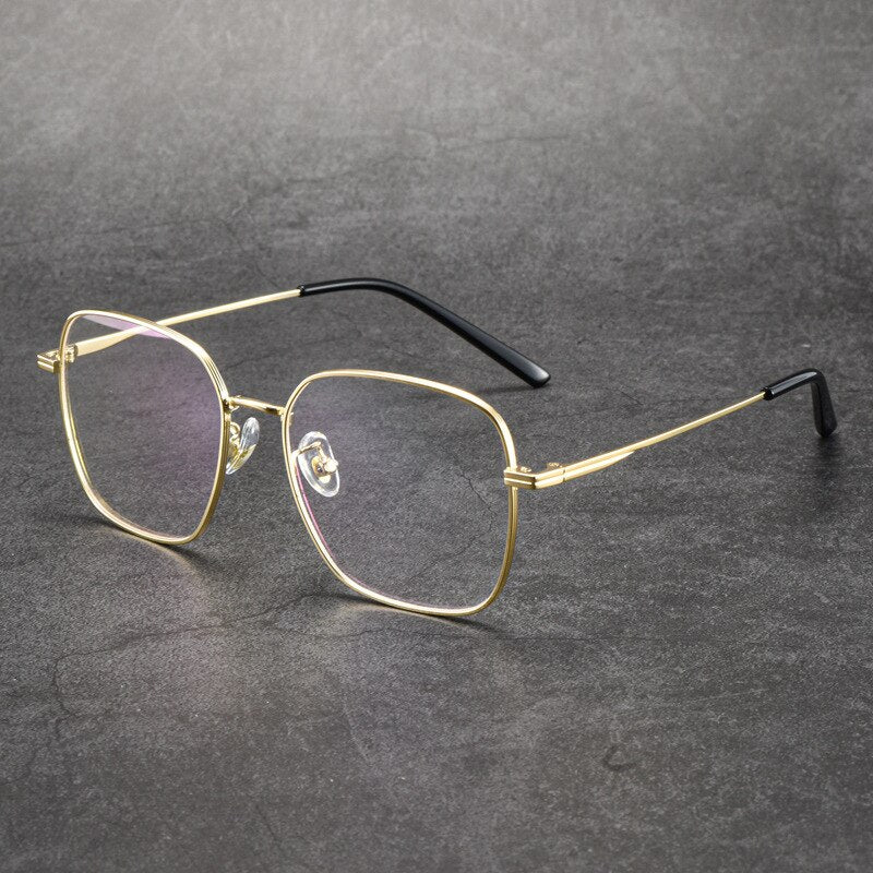 KatKani Unisex Full Rim Square Small Titanium Alloy Eyeglasses 1821 Full Rim KatKani Eyeglasses Gold  