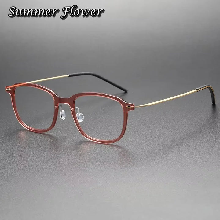 Summer Flower Women's Full Rim Square Tr 90 Titanium Eyeglasses  616510