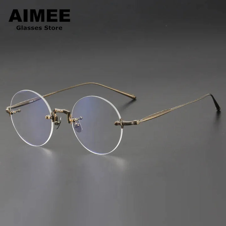 Aimee Unisex Rimless Round Titanium Eyeglasses 2250 Rimless Aimee   