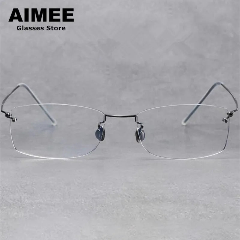 Aimee Unisex Rimless Rectangle Screwless Titanium Eyeglasses 4214 Rimless Aimee   