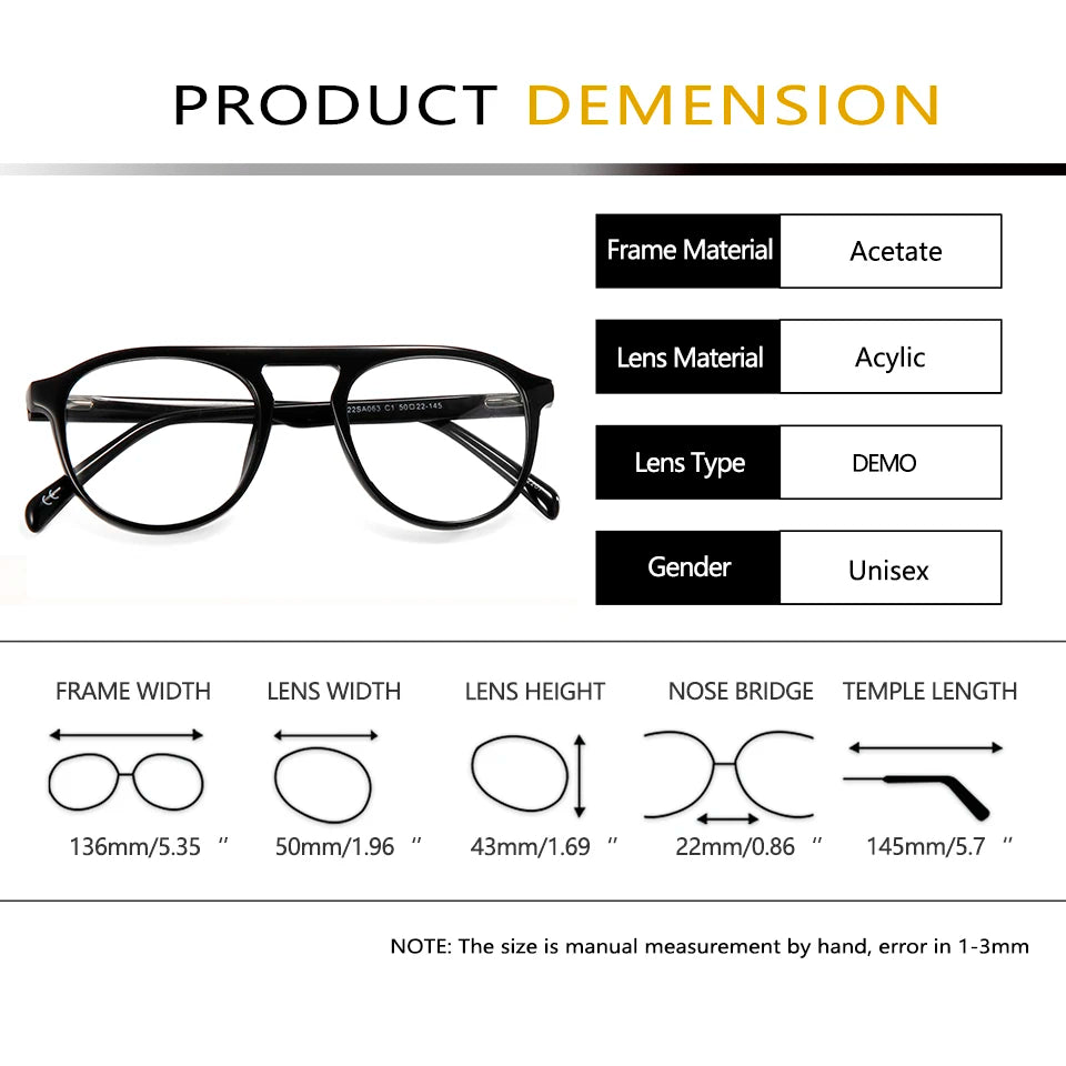 Esnbie Women's Full Rim Square Acetate Eyeglasses 220631 Full Rim Esnbie