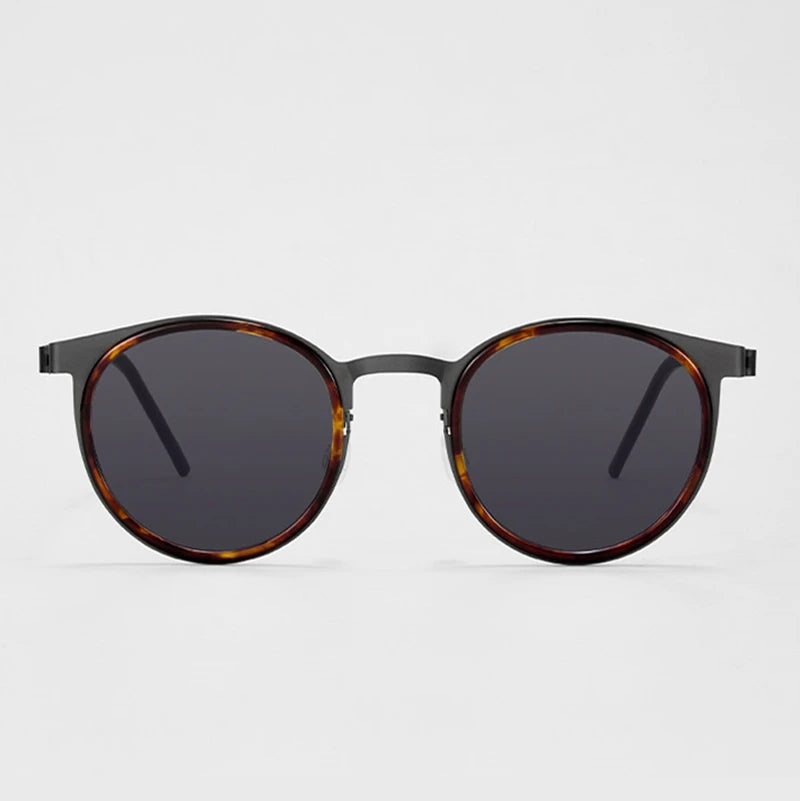 Blackmask Unisex Full Rim Round Titanium Polarized Sunglasses BM-9704S