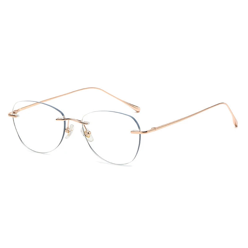 KatKani Unisex Rimless Oval Titanium Eyeglasses 23205 Rimless KatKani Eyeglasses Rose Gold  