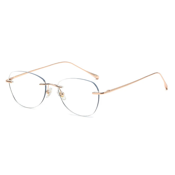 KatKani Unisex Rimless Oval Titanium Eyeglasses 23205 Rimless KatKani Eyeglasses Rose Gold  