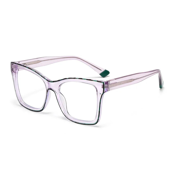 CCspace Women's Full Rim Square Cat Eye Polycarbonate Eyeglasses 301337 Full Rim CCspace Purple  