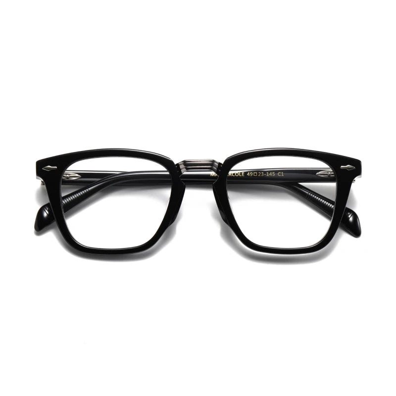 Black Mask Unisex Full Rim Square Acetate Alloy Eyeglasses 4923145 Full Rim Black Mask Black  