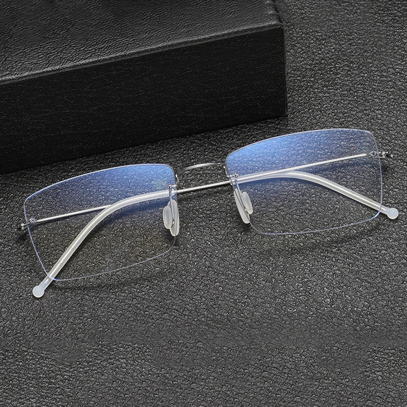 Hdcrafter Unisex Rimless Square Titanium Eyeglasses T5935 Rimless Hdcrafter Eyeglasses   