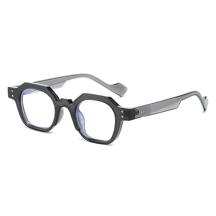 CCSpace Unisex Full Rim Flat Top Polygon Plastic Reading Glasses R57193 Reading Glasses CCspace Grey 0 