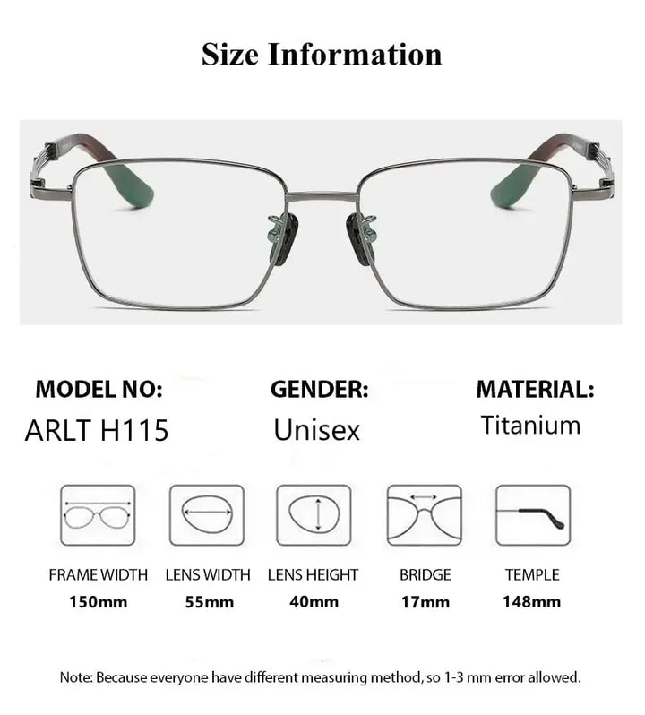 Summer Flower Men's Full Rim Big Square Titanium Eyeglasses 612150