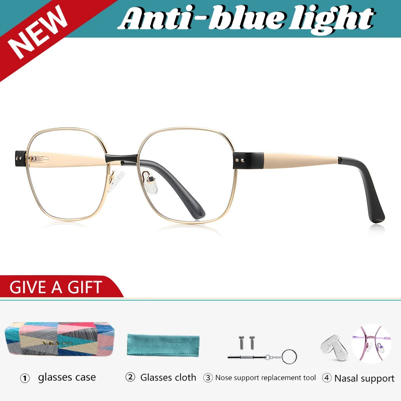 Vicky Women's Full Rim Flat Top Polygonal Alloy Reading Glasses 513172