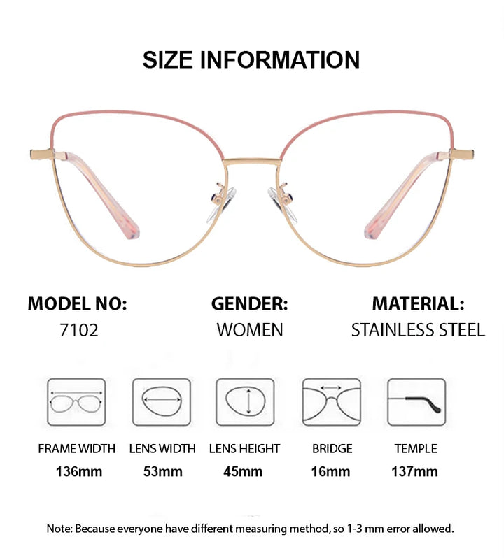 Summer Flower Women's Full Rim Cat Eye Titanium Eyeglasses Clip On Sunglasses 710244