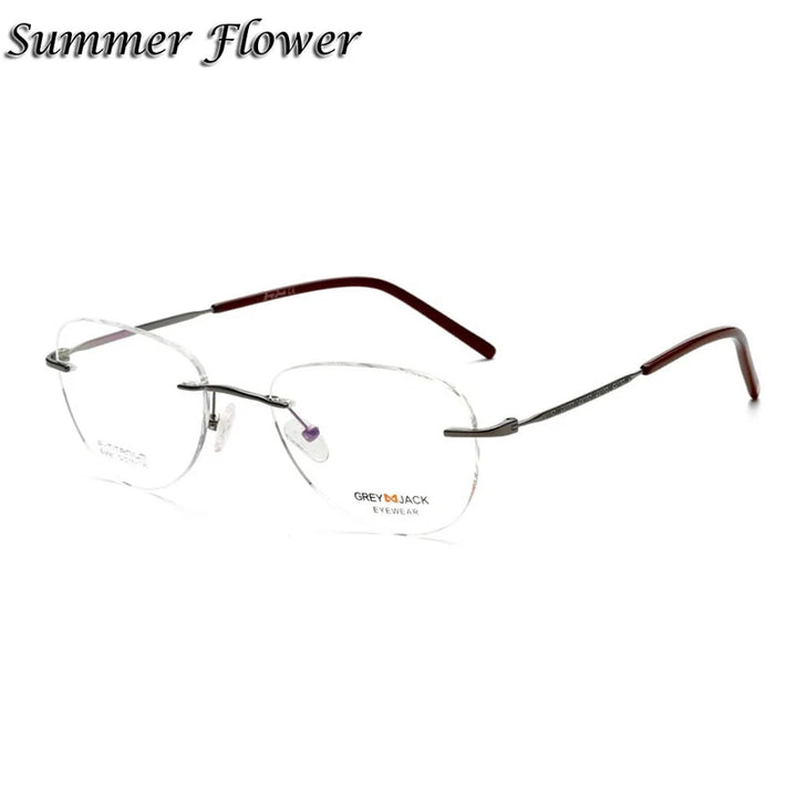 Summer Flower Women's Rimless Oval Round Steel Eyeglasses 91811