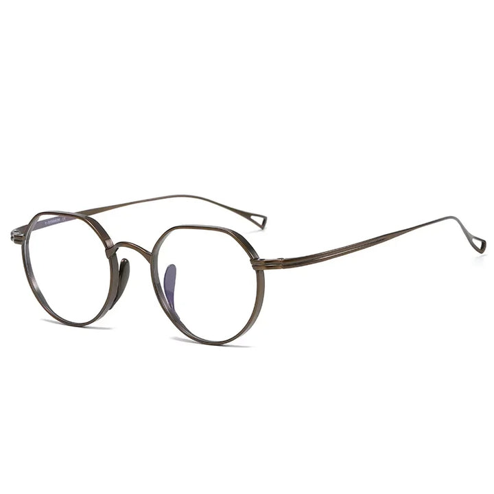 Oveliness Women's Full Rim Flat Top Round Titanium Eyeglasses 9916 Full Rim Oveliness bronze