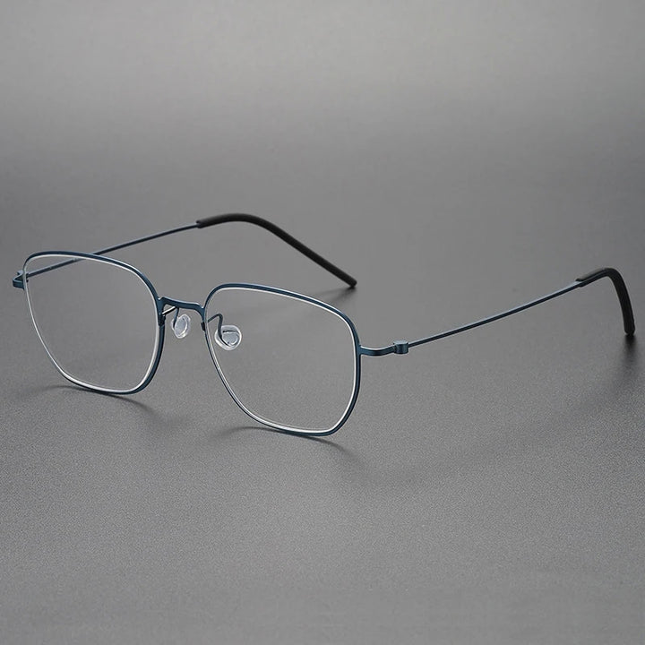 Black Mask Unisex Full Rim Square Titanium Eyeglasses L5527 Full Rim Black Mask Blue  