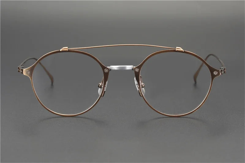 Aimee Unisex Full Rim Round Double Bridge Titanium  Eyeglasses 4747 Full Rim Aimee Bronze  