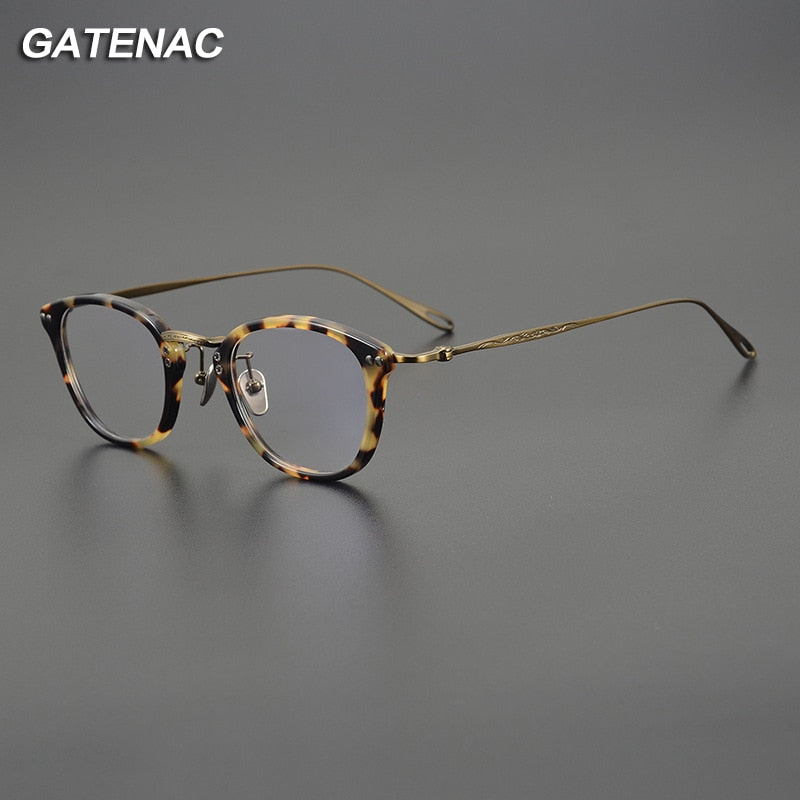 Gatenac Unisex Full Rim Square Titanium Acetate Eyeglasses Gxyj1091 Full Rim Gatenac   