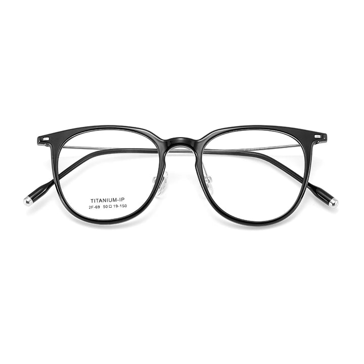 Yimaruili Unisex Full Rim Round Tr 90 Titanium Eyeglasses 236699