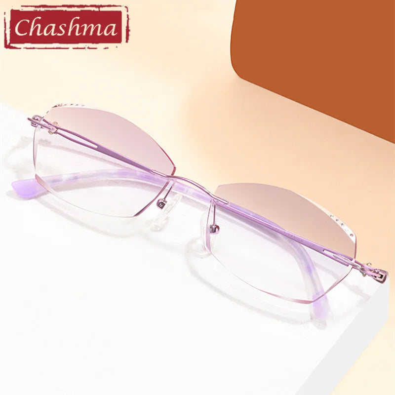 Chashma Ottica Women's Rimless Oval Square Titanium Eyeglasses 3028 Rimless Chashma Ottica   